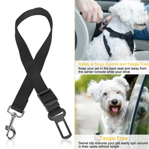 2PCS Adjustable Pet Seat Belt Leash for Dog and Cat Safety