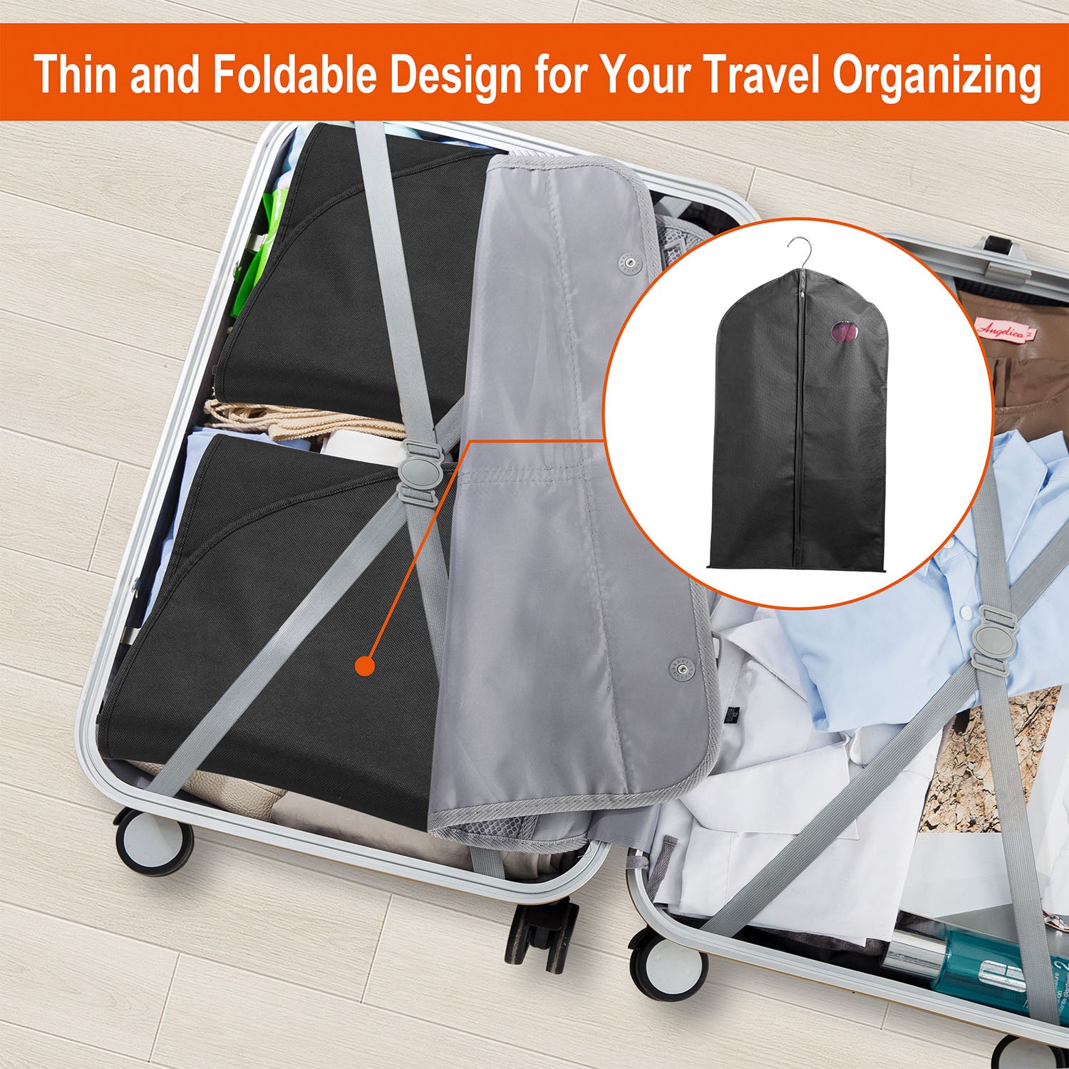 5Pcs Garment Bags 39in Hanging Suit Cover with Zipper Window