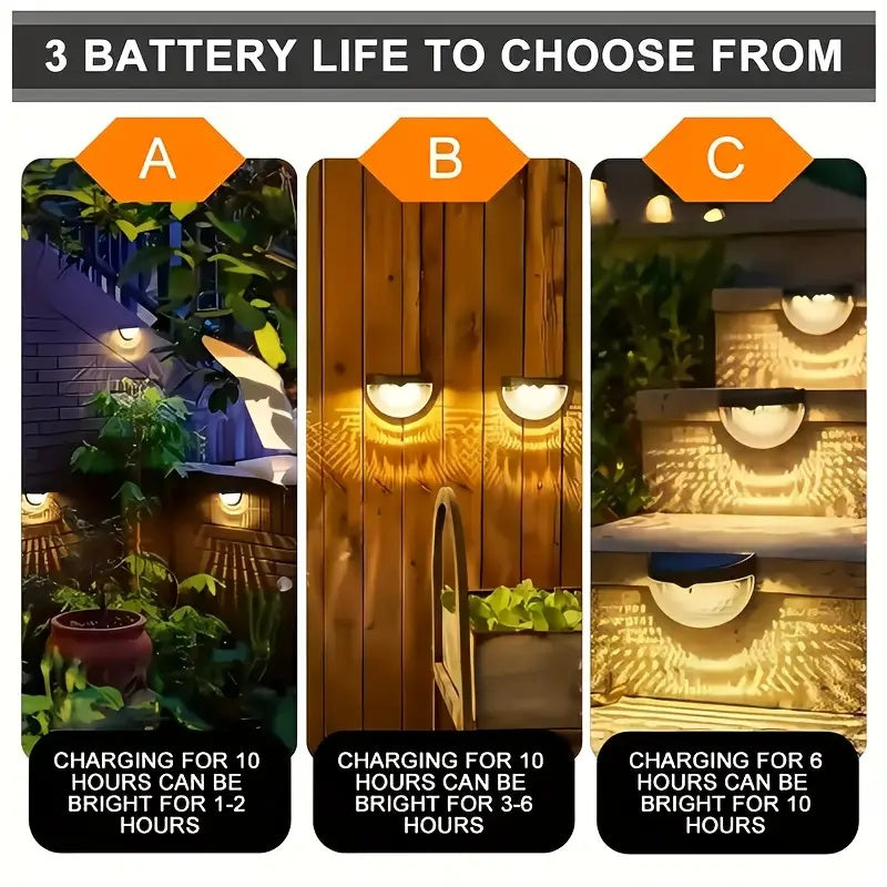 Solar Fence Lights Waterproof Deck Step Wall Lights Outdoor 6 Pack