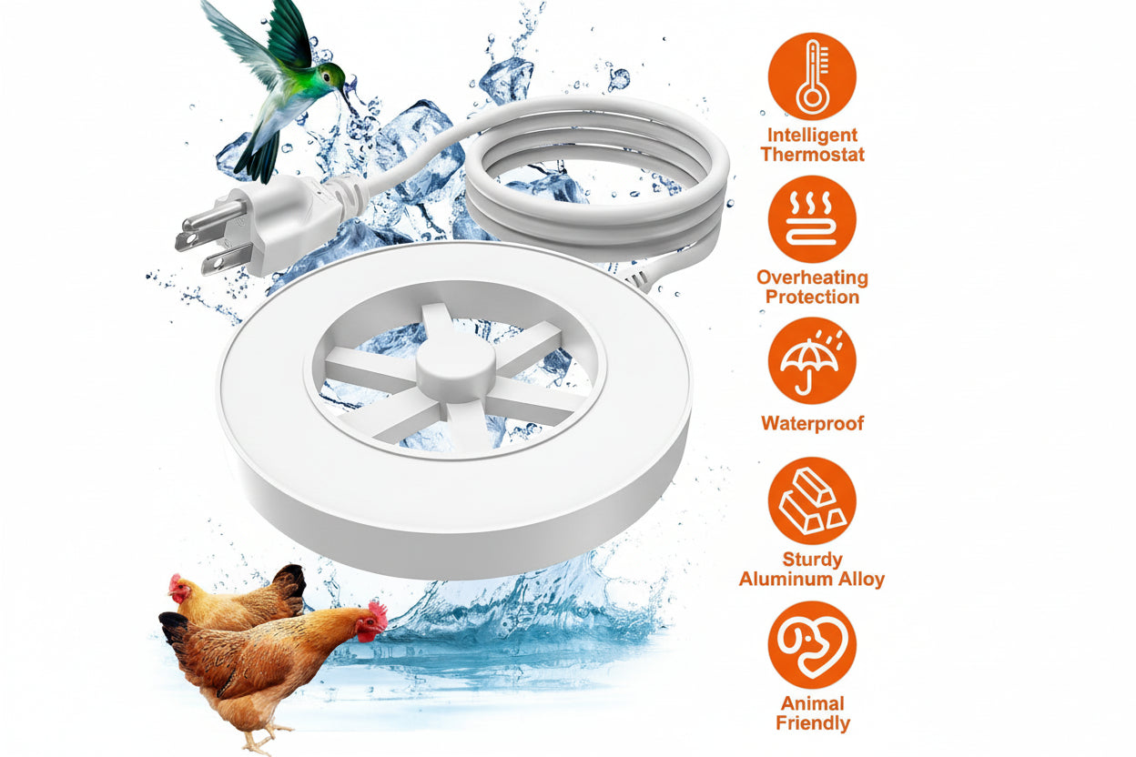 70W Bird Bath Heater Outdoor Winter Deicer Thermostat Safe