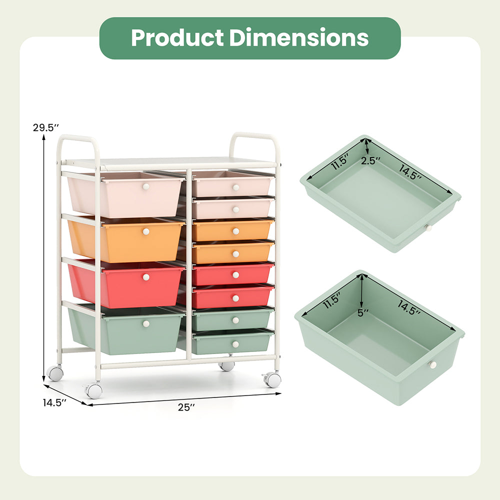 Multi-Use 12-Drawer Rolling Storage Cart Organizer with Wheels