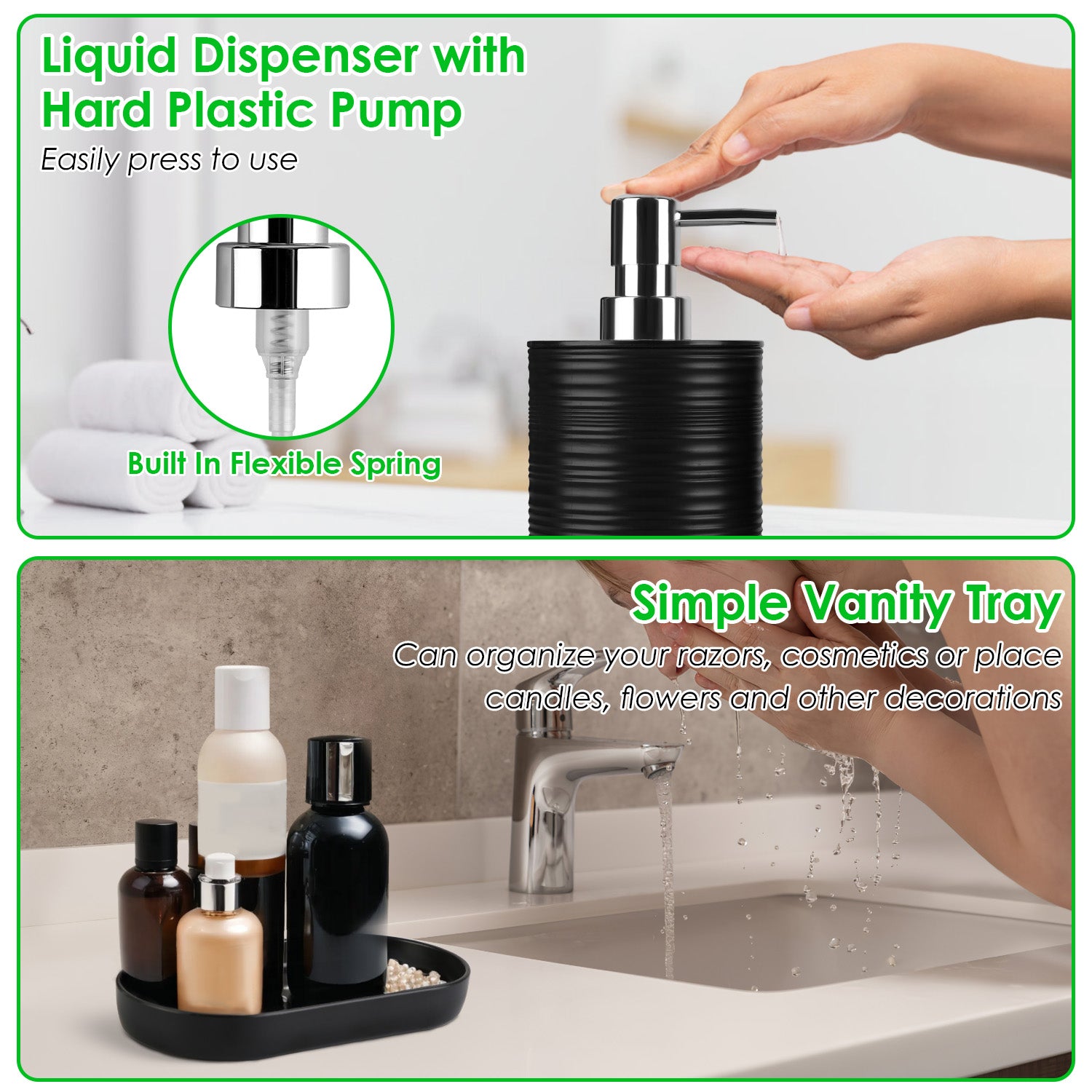 8 Piece Bathroom Accessories Set with Bamboo Lid & Organizer