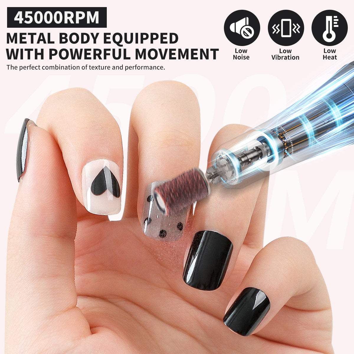 45000RPM Portable Rechargeable Electric Nail Drill Kit