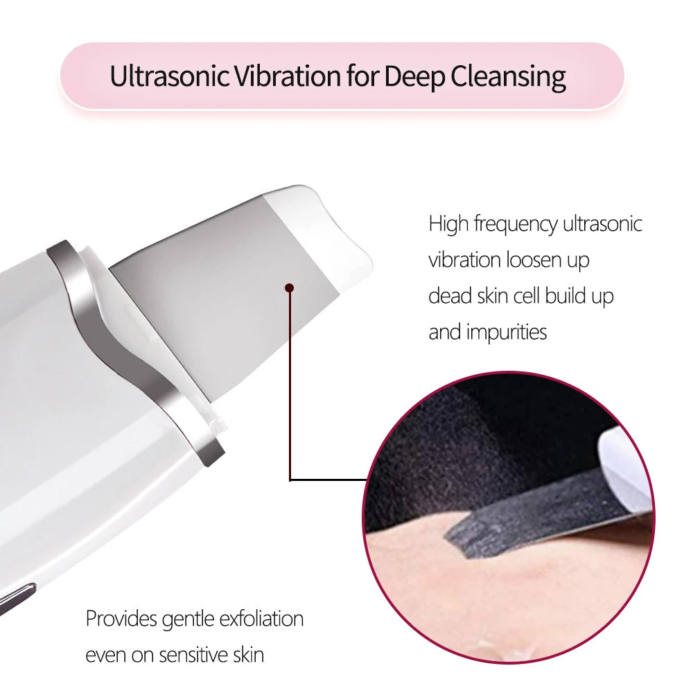 3-in-1 Ultrasonic Facial Spatula Deep Cleansing Skin Scrubber Tool