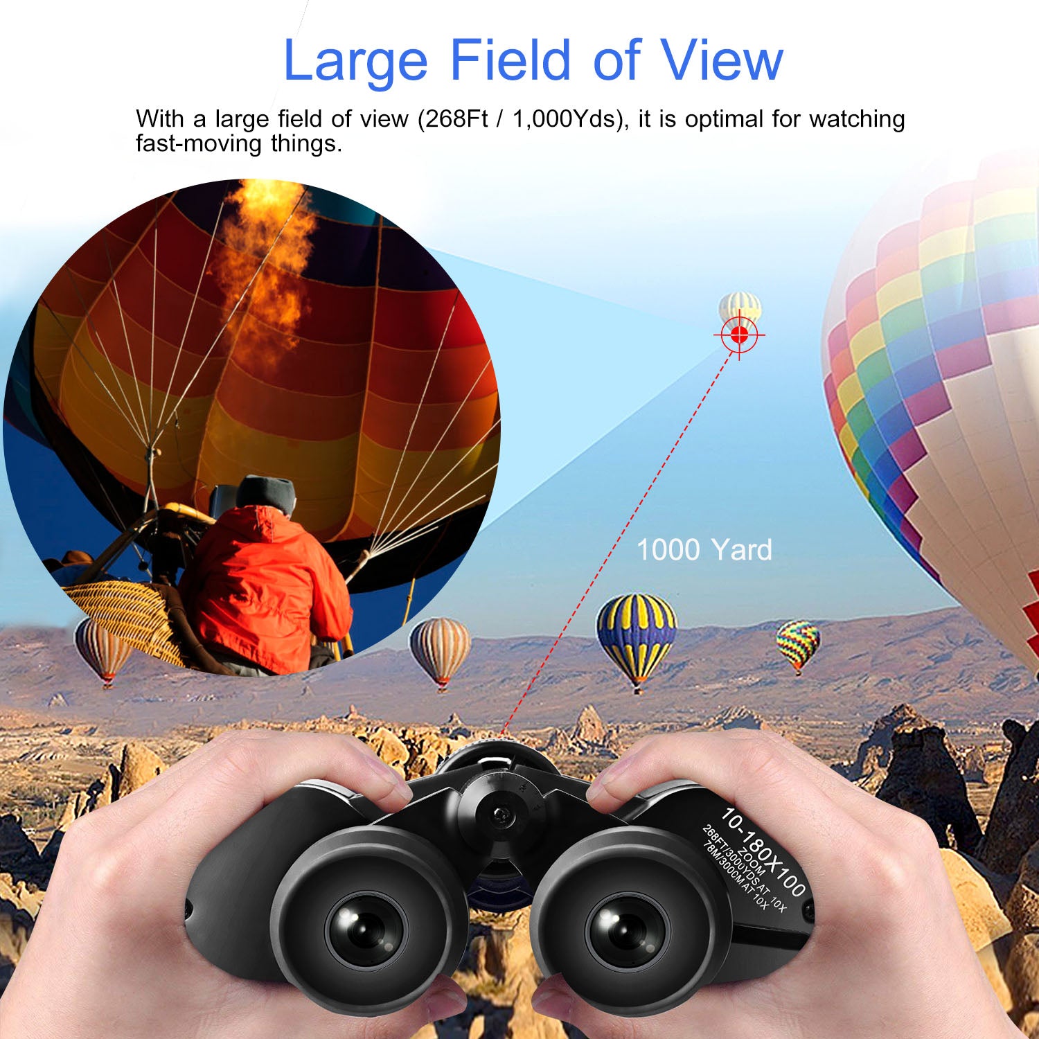 Portable Zoom Binoculars with FMC Lens for Bird Watching, Hunting