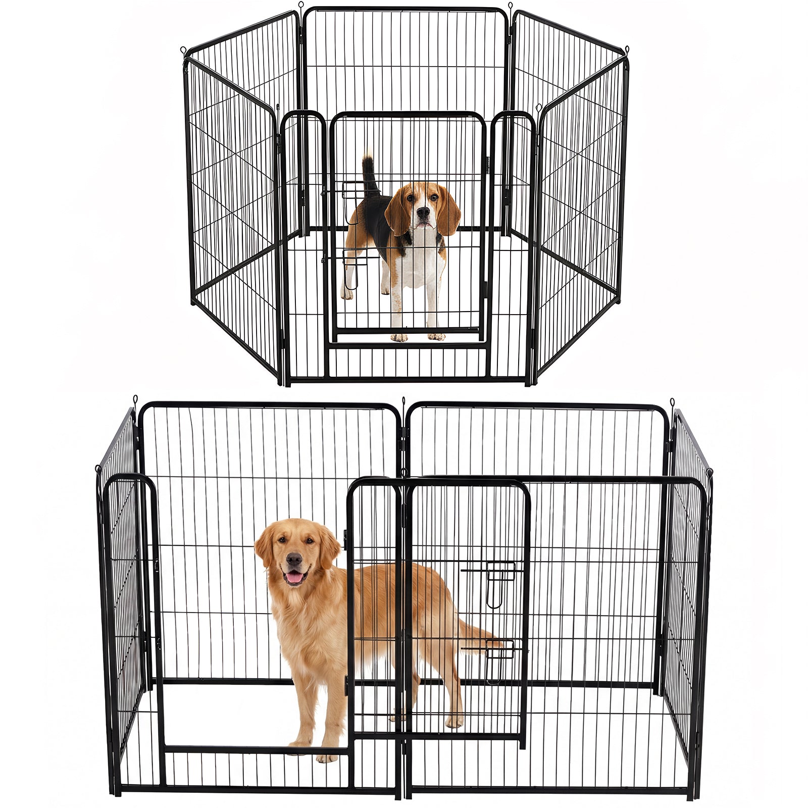 Foldable Metal Pet Fence with Door – Outdoor Exercise Playpen for Small, Medium & Large Dogs