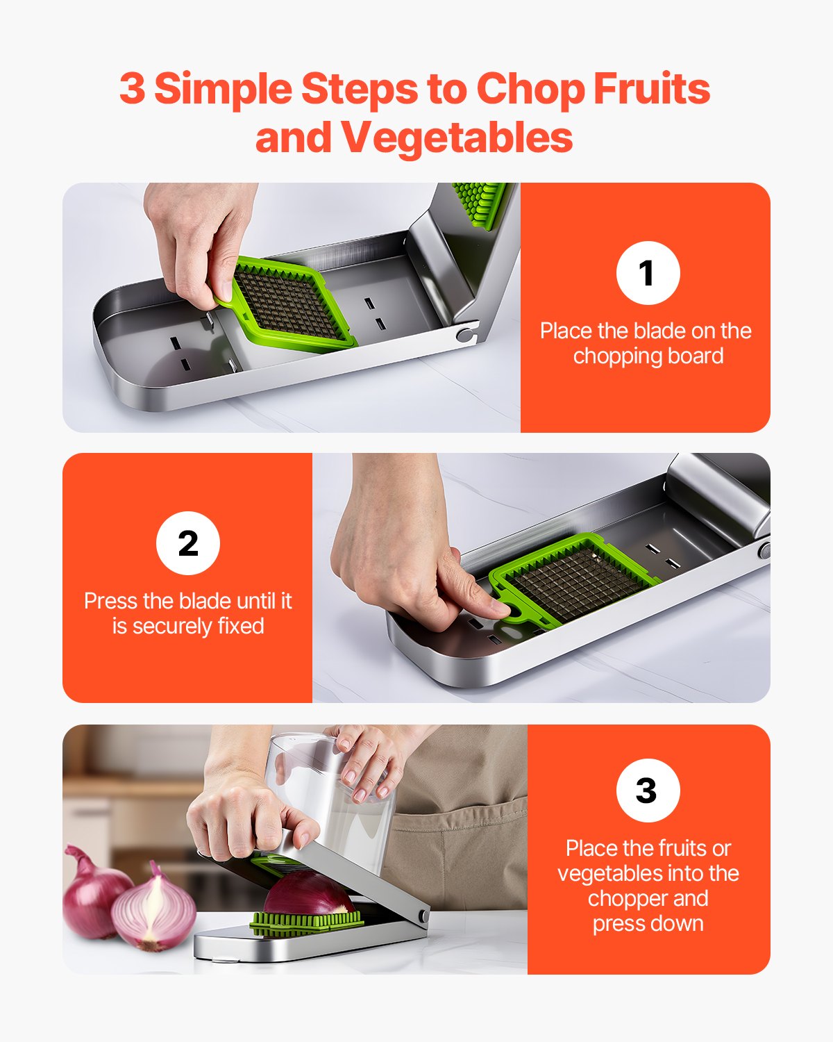 Powerful Vegetable Chopper Stainless Steel Onion Dicer Cutter