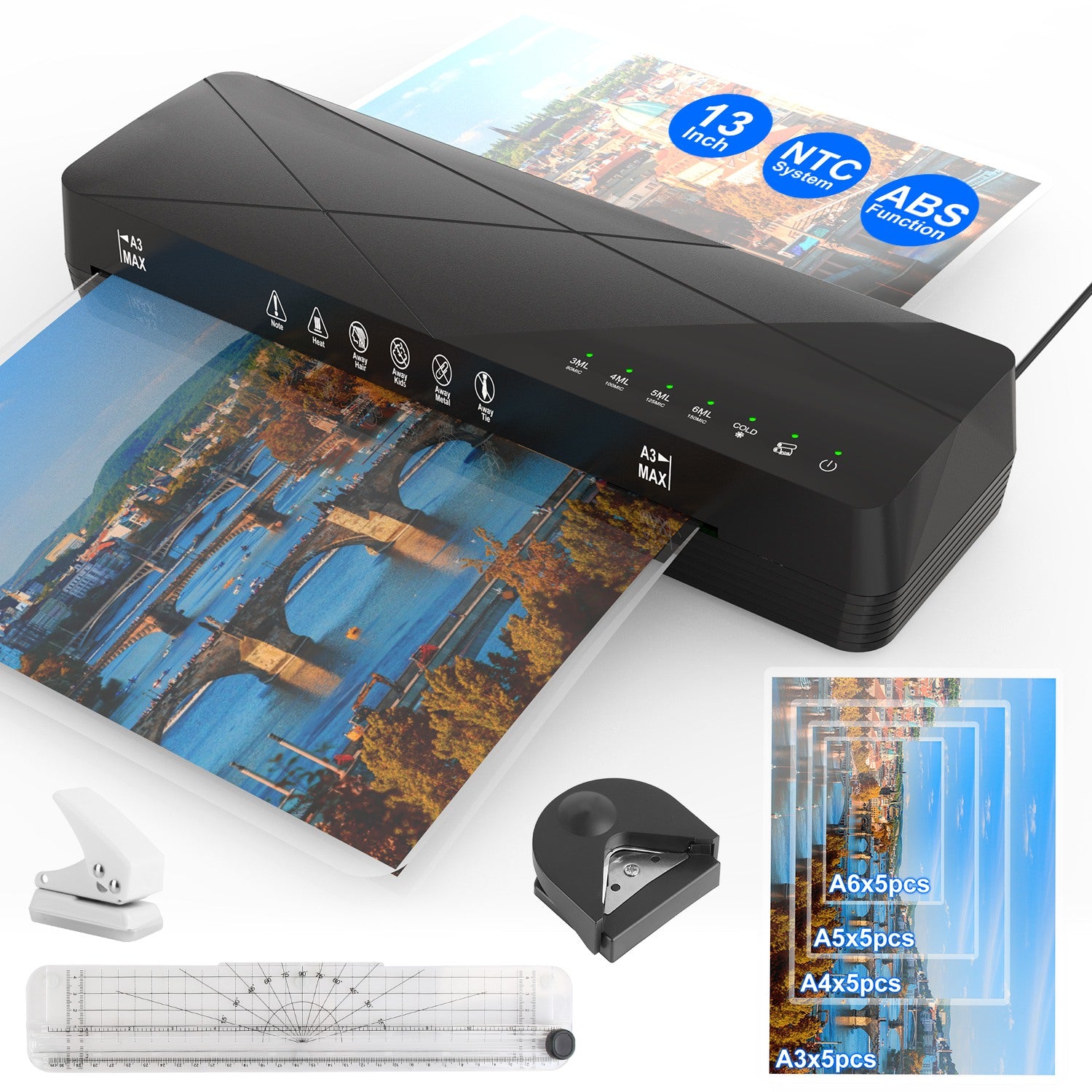 13 Inch Laminator Machine A4 Hot Cold ABS Fast Warm Up