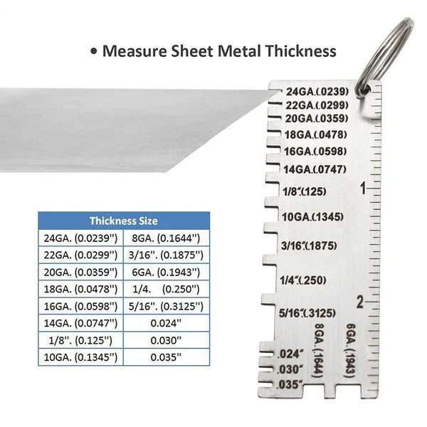 2PCS Stainless Steel Thickness Gauge Wire & Sheet Metal Measuring Tool