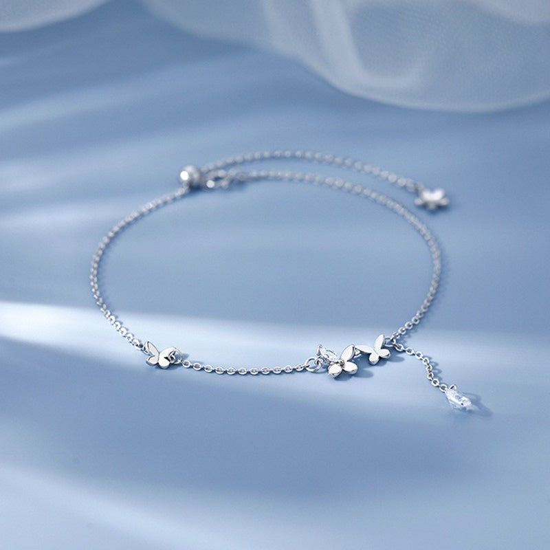 Elegant Butterfly Anklet Delicate Shiny Chain Summer Jewelry