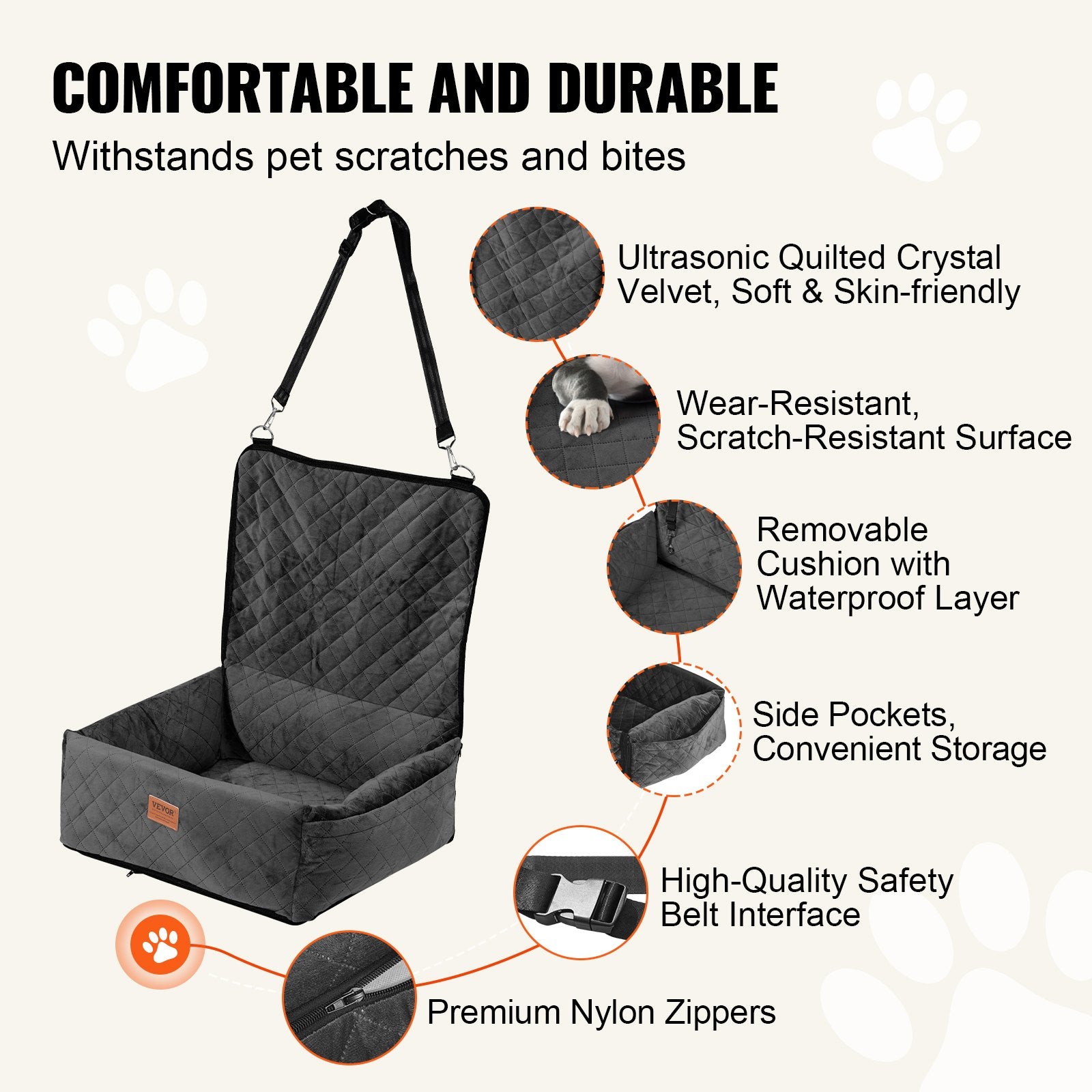 Dog Booster Car Seat for Small & Medium Dogs – Elevated Pet Travel Seat up to 40 lbs