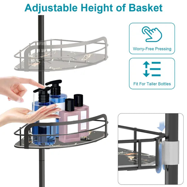 Rust Resistant Corner Shower Caddy with Adjustable Shelves