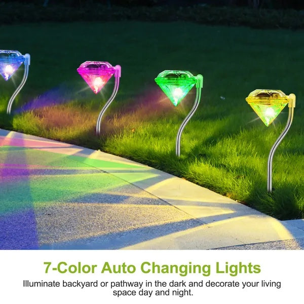 Premium Solar Diamond Garden Lights 7 Color Waterproof Set