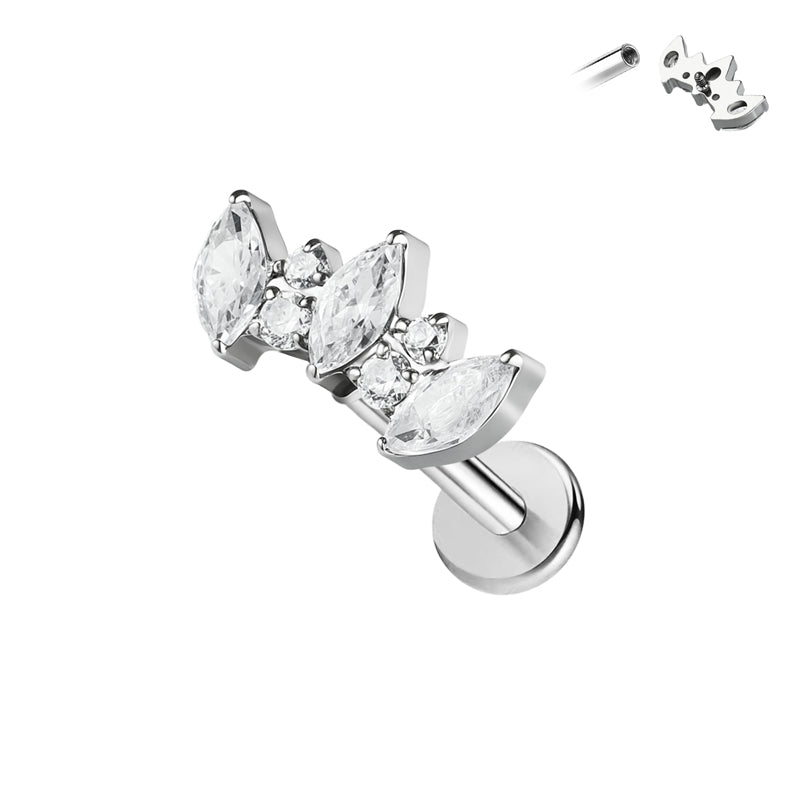 Elegant Floral Zircon Earrings Stainless Steel Crystal Bloom