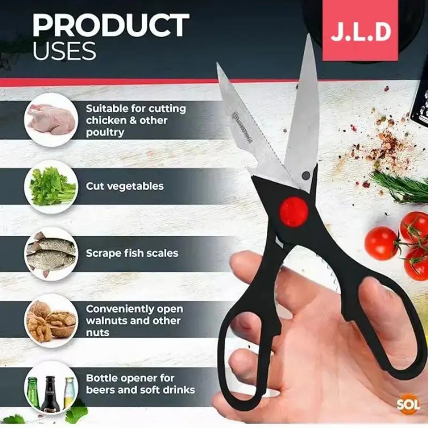 Multifunction Kitchen Scissors with Bottle Opener