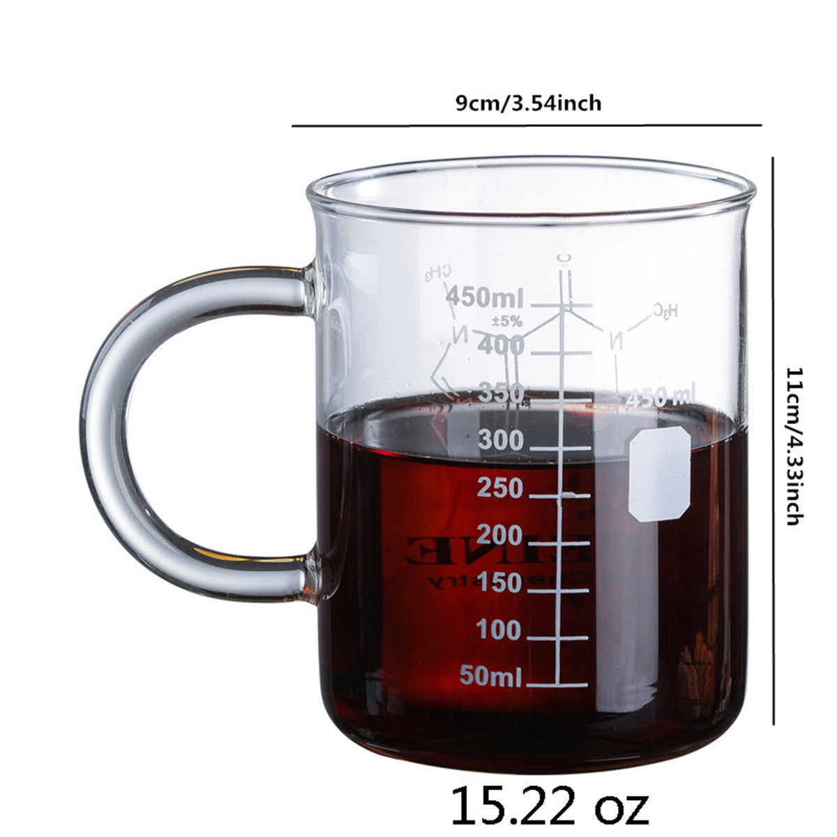 High Borosilicate Glass Coffee Cup with Scale Markings