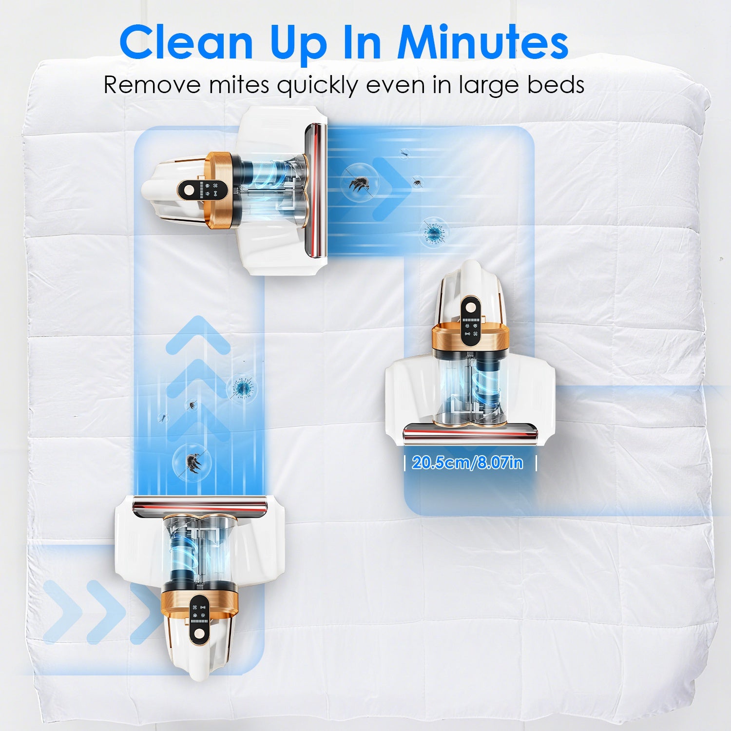 Powerful Mattress Vacuum Cleaner with UVC &amp; Ultrasonic Technology