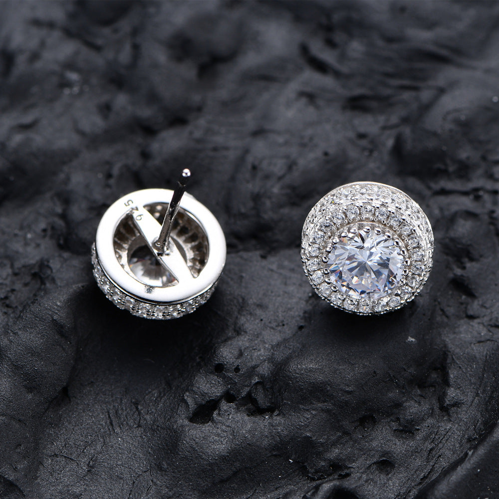 Luxury Zircon Stud Earrings Unisex Hip Hop Wedding Style