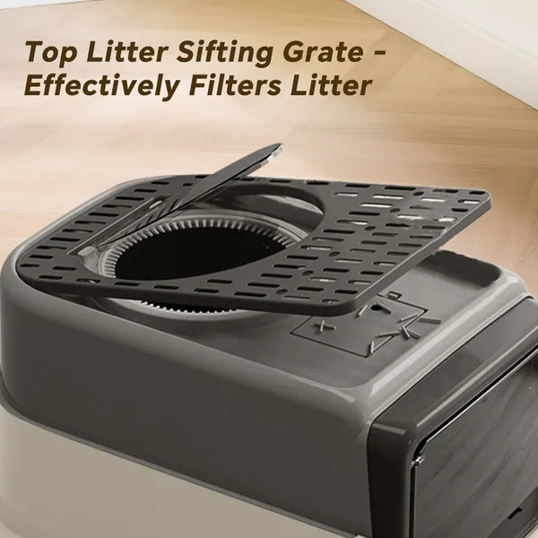 Large Enclosed Cat Litter Box with Drawer & Top Entry – Odor Control Cat Toilet