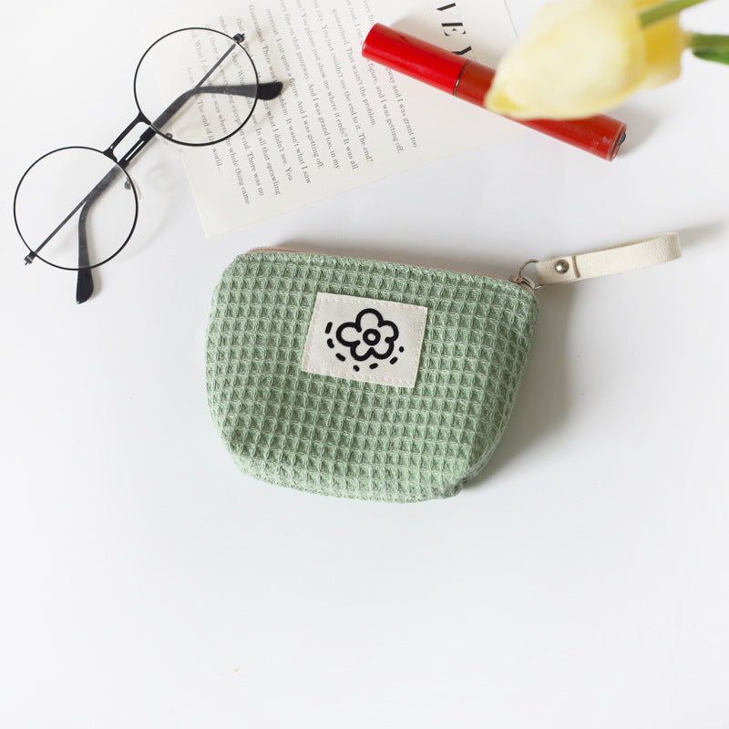 Women Cute Simple Waffle Storage Bag Cosmetic Organizer Pouch for Daily Use