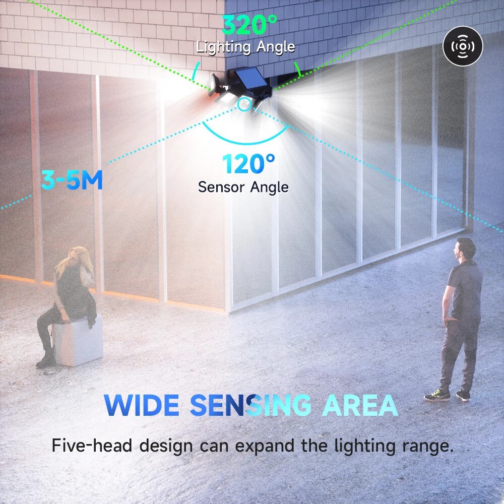 Ultra Bright Solar Street Light 5 Head Adjustable Waterproof LED