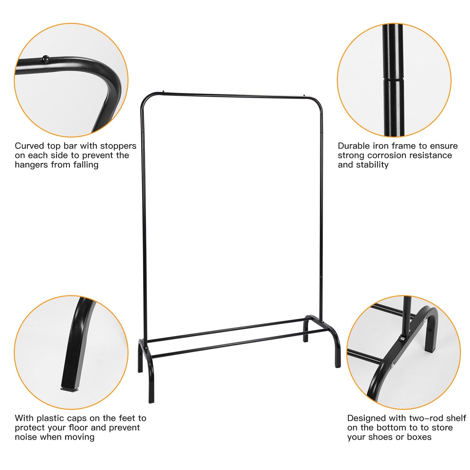 Heavy Duty Garment Rack with Shelf Freestanding Clothes Organizer