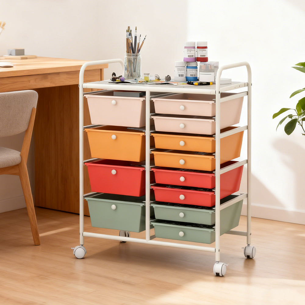 Multi-Use 12-Drawer Rolling Storage Cart Organizer with Wheels