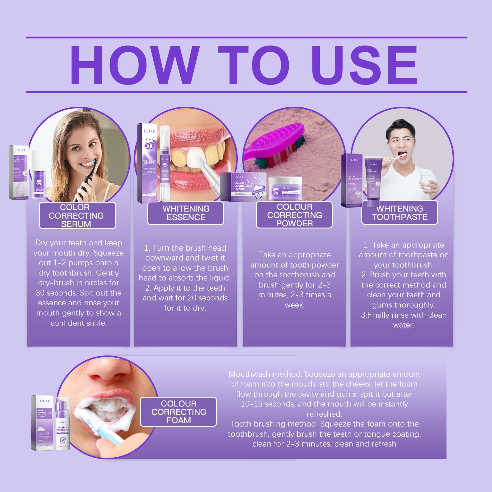 Advanced Purple Teeth Whitening Set for Stain Removal & Fresh Breath