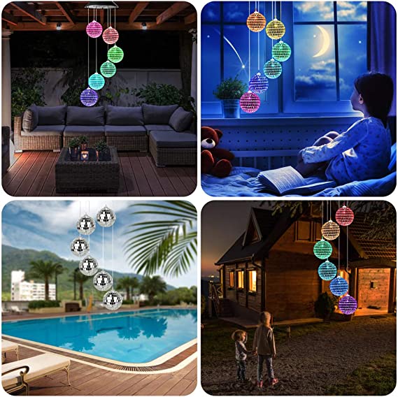 Color Changing Solar Wind Chimes LED Hanging Garden Decor