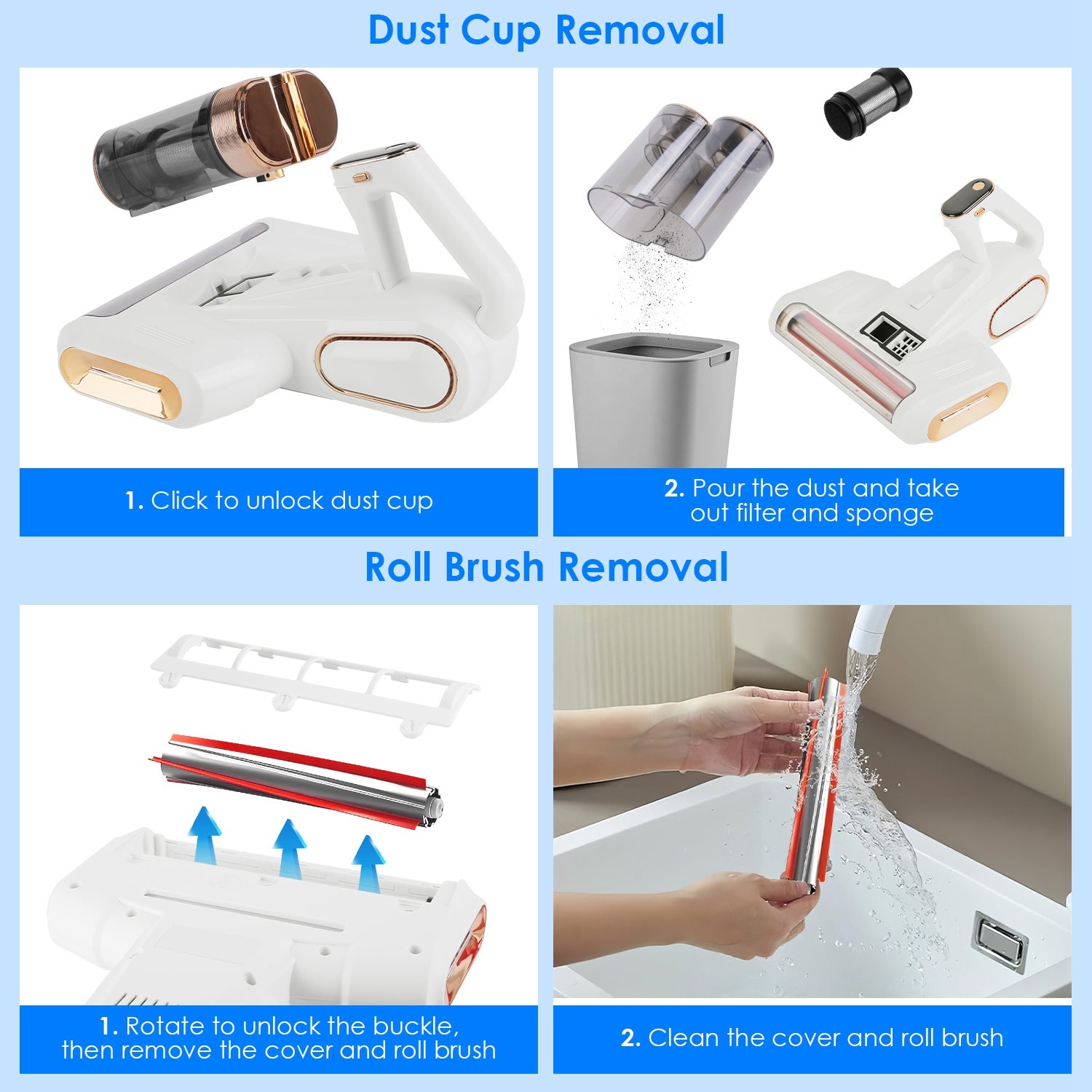 Powerful Mattress Vacuum Cleaner with UVC &amp; Ultrasonic Technology