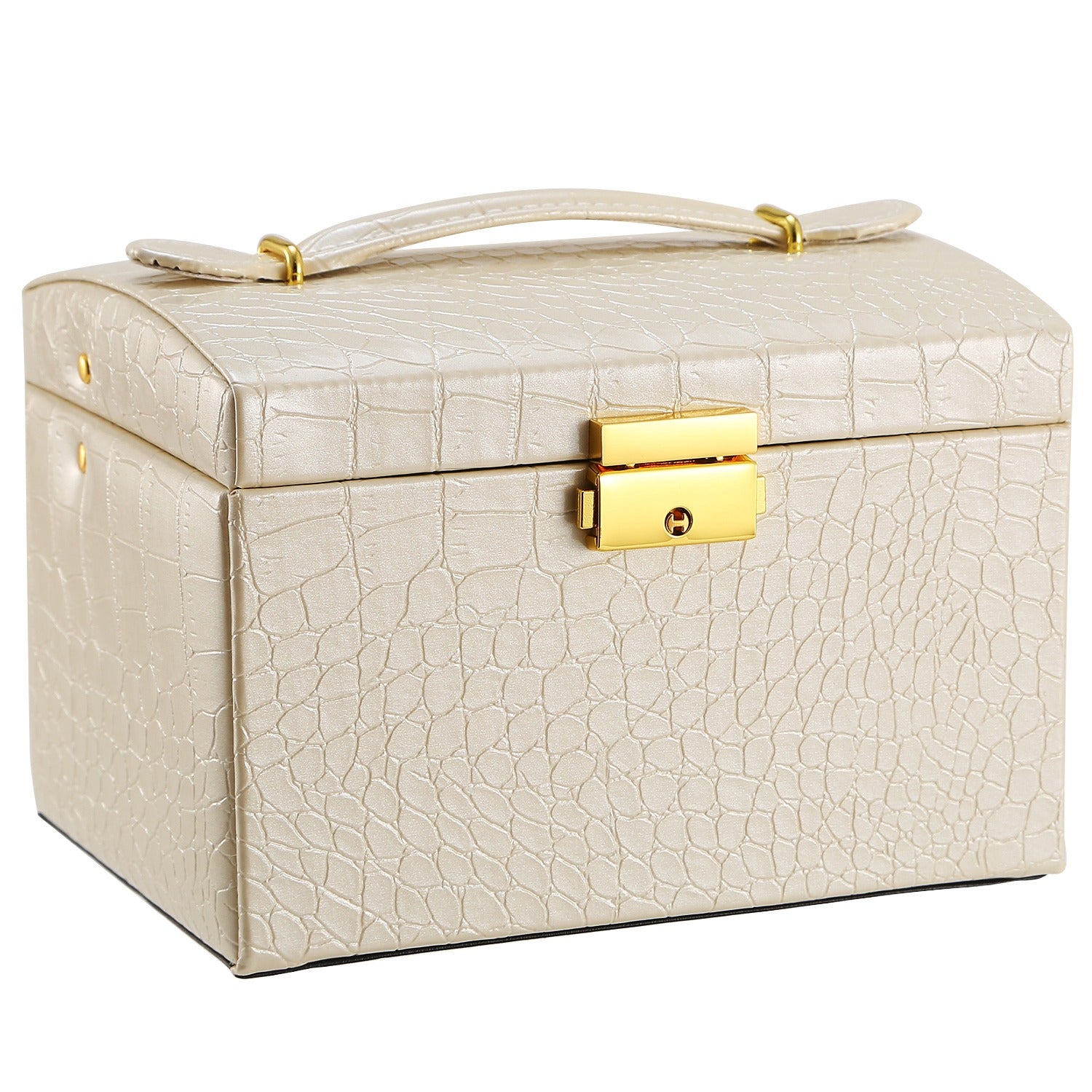3 Layer Lockable Jewelry Case Organizer Travel Storage Box