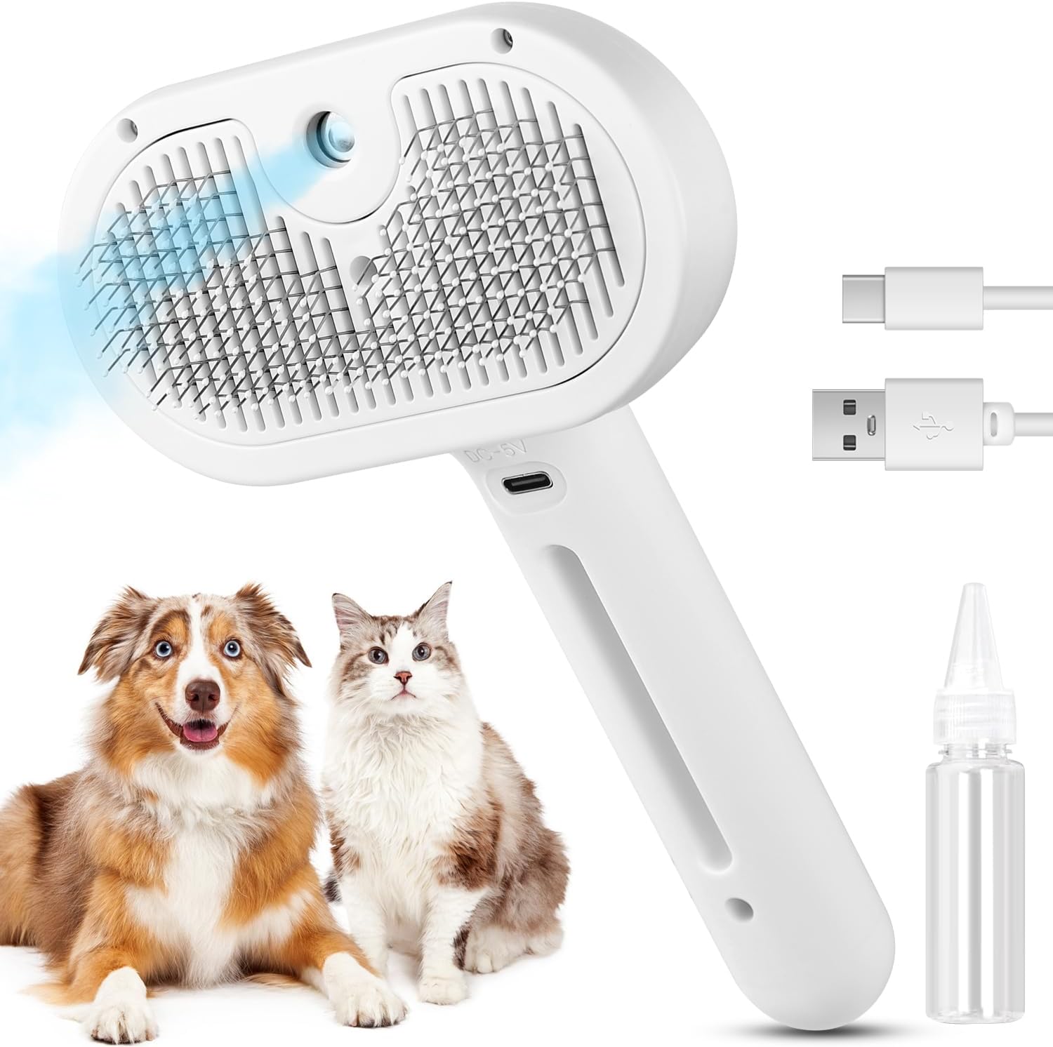 Premium 3in1 Pet Steam Brush Spray Grooming Hair Removal Tool