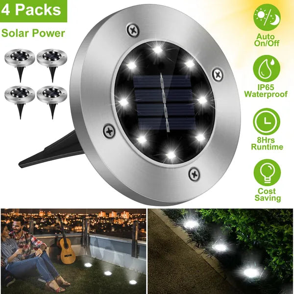 Solar Ground Lights Waterproof In-Ground Pathway Lights 4 Pack