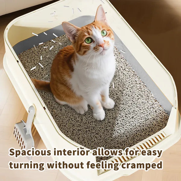 Extra Large Dual-Entry Cat Litter Box – Convertible Open & Enclosed Design with Odor Control
