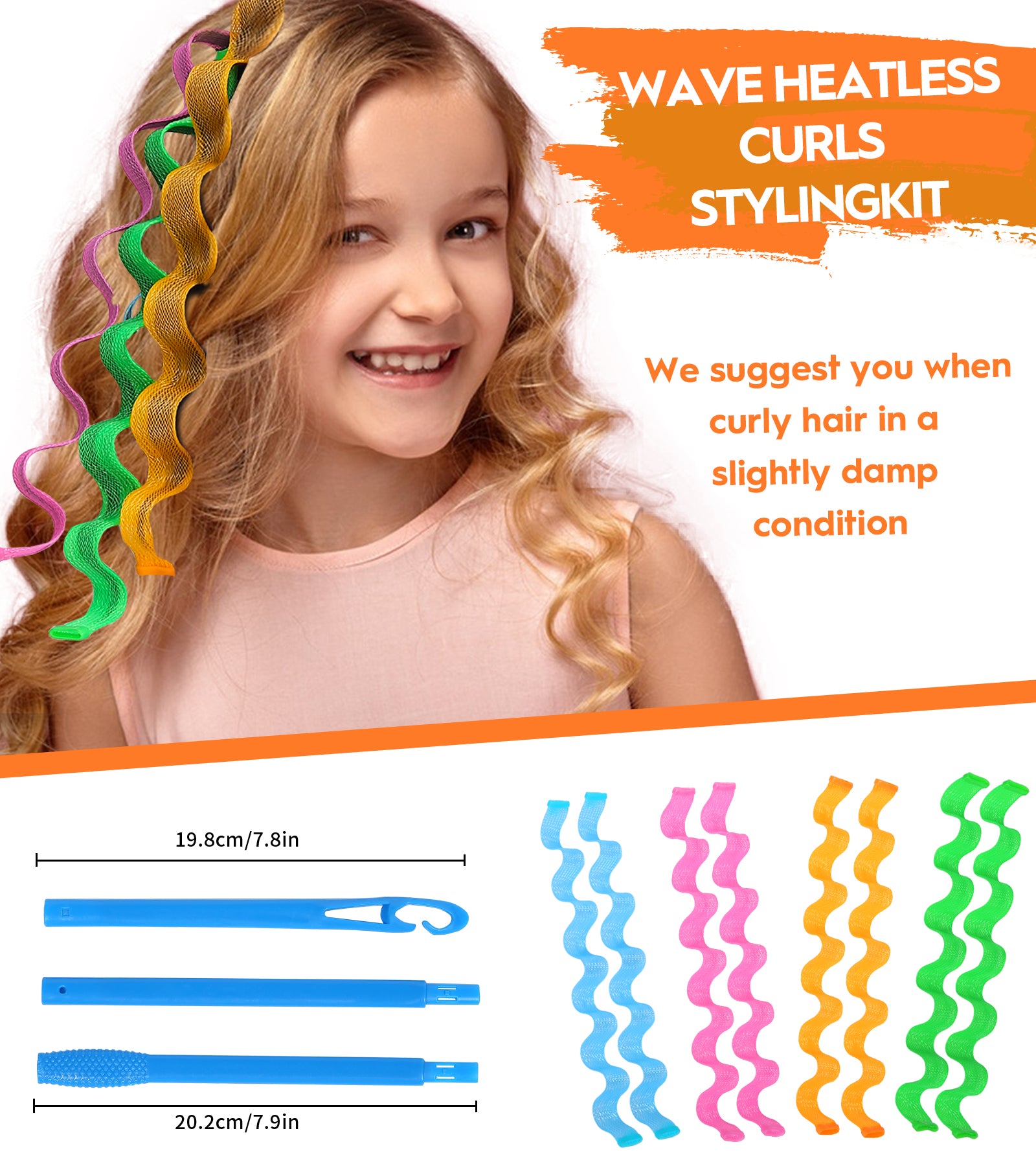 30 Pcs Heatless Hair Curlers Styling Kit