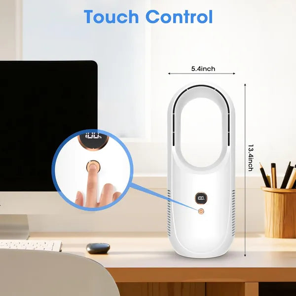 Portable Bladeless Desk Fan Rechargeable 6 Speed Quiet Cooling