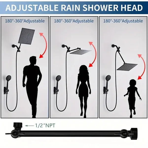 High Pressure Rain Shower Head Set with Handheld and Hose