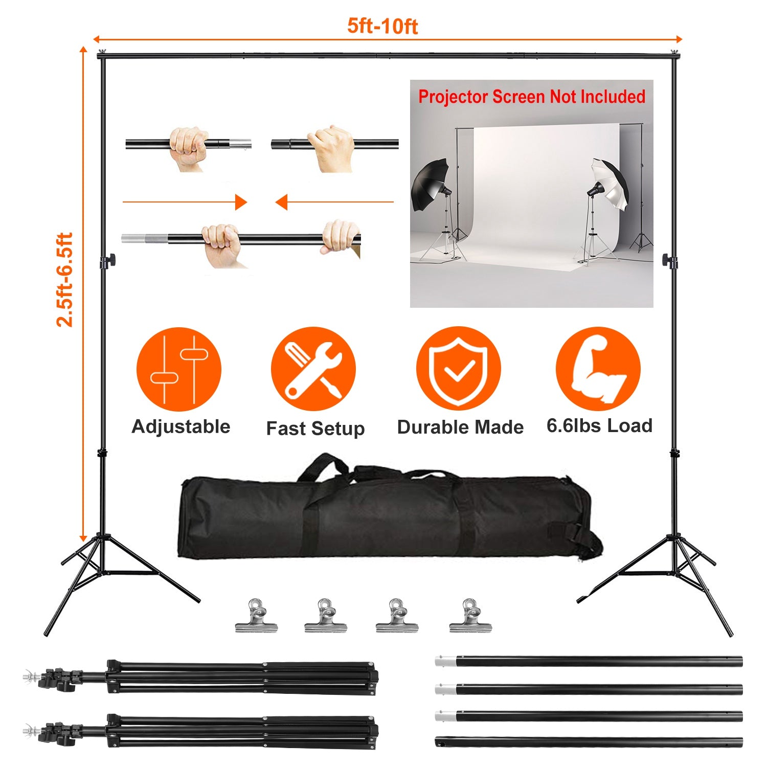 Adjustable Backdrop Stand 10ft Photography Support Kit