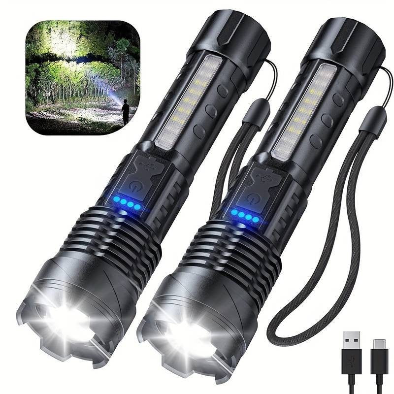 High Power Tactical Flashlight 7 Modes Zoom USB Recharge Torch