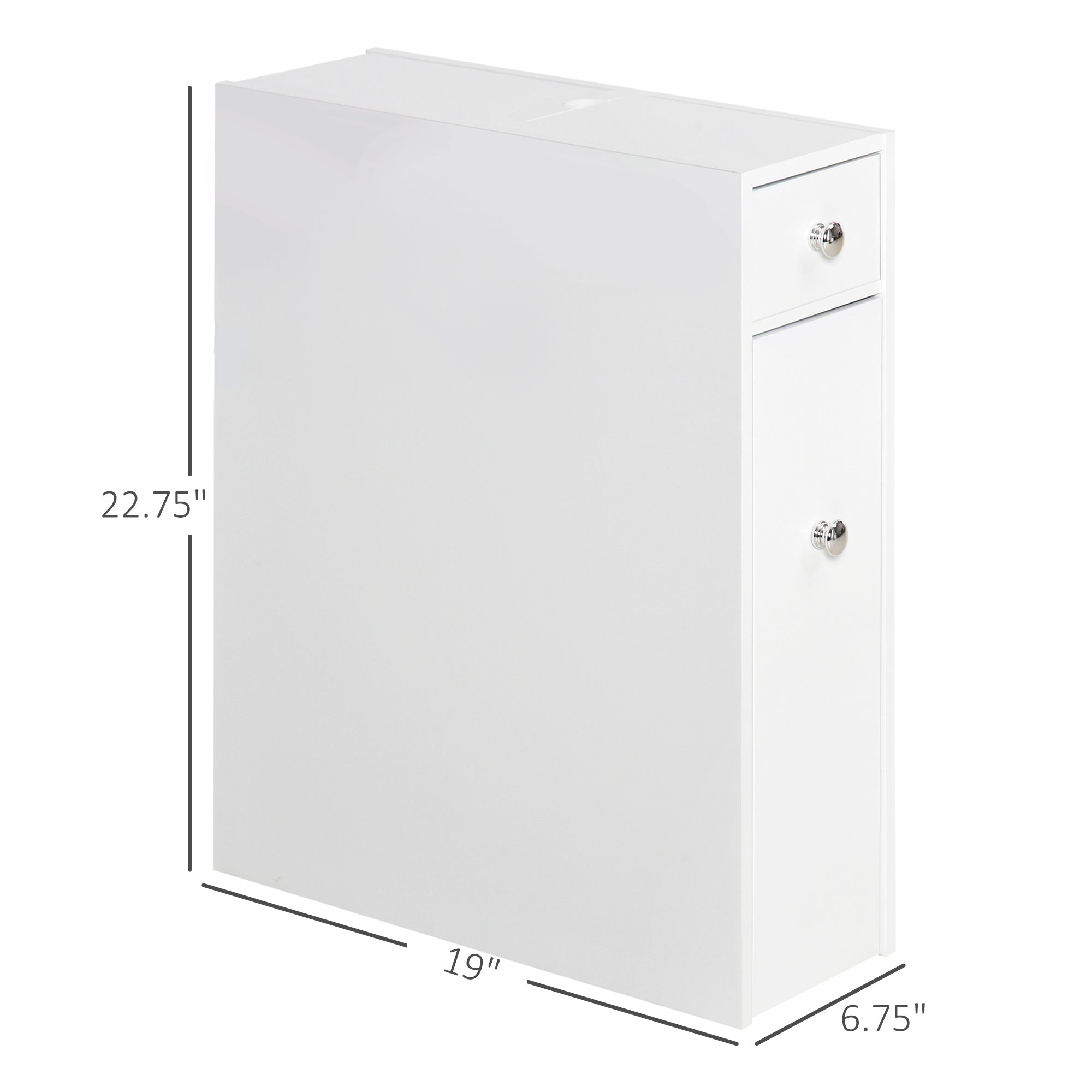 Narrow Bathroom Floor Organizer Cabinet with Drawers White