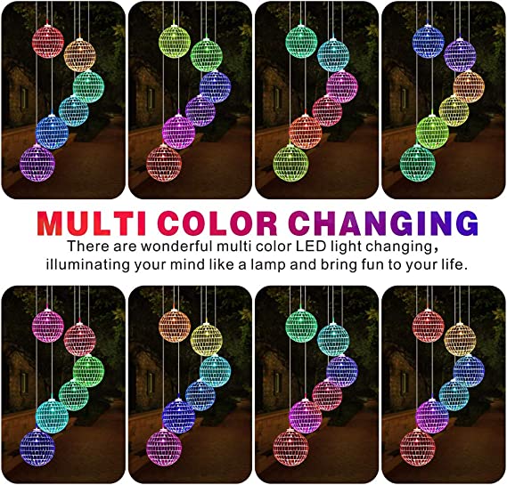 Color Changing Solar Wind Chimes LED Hanging Garden Decor