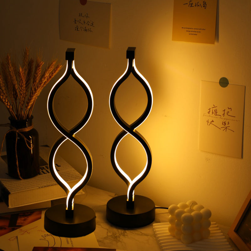 Modern Wave Desk Lamp USB 3 Color Dimmable LED Table Light