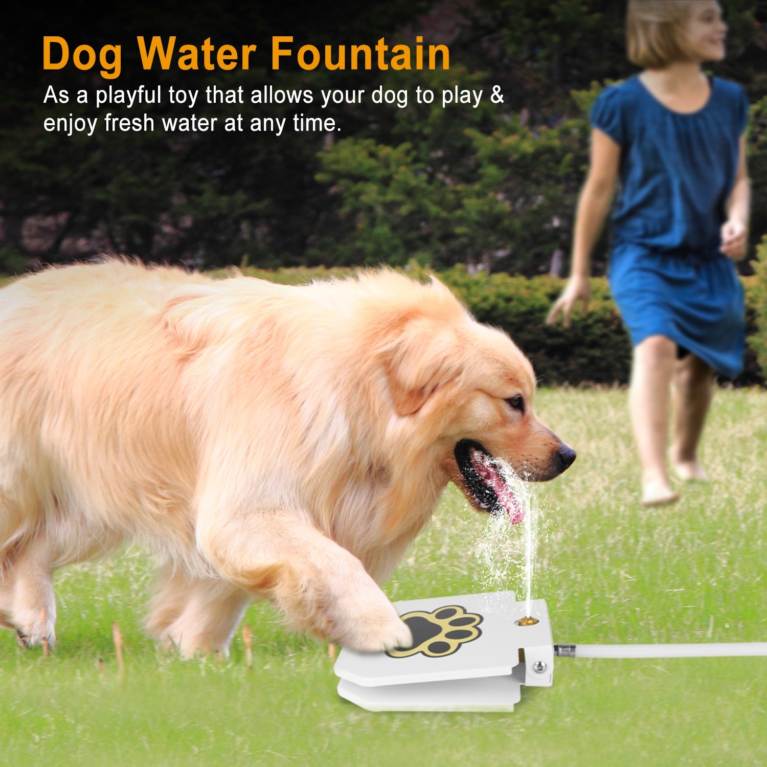 Outdoor Dog Water Fountain Step On Paw Activated Drinking Sprinkler