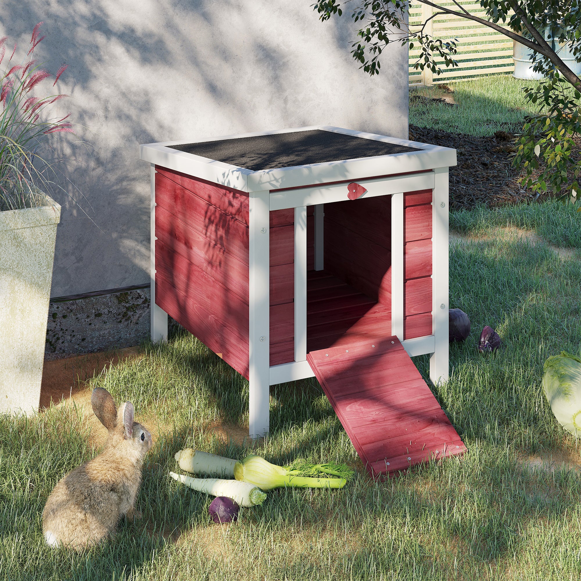 Small Wooden Rabbit Hutch with Waterproof Roof – Outdoor Bunny & Small Animal Shelter