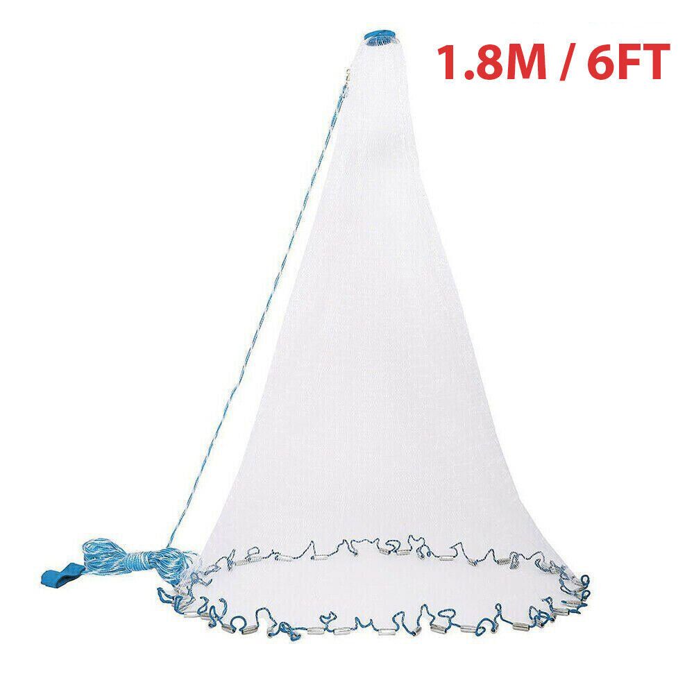 Fishing Cast Net Easy Throw Strong Nylon Mesh Bait Net