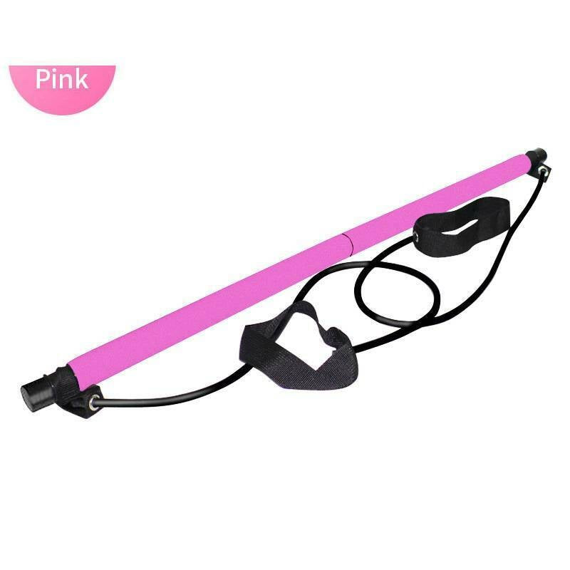 Pilates Stick Home Fitness Kit with Foot Pedal Resistance Band Full Body Workout