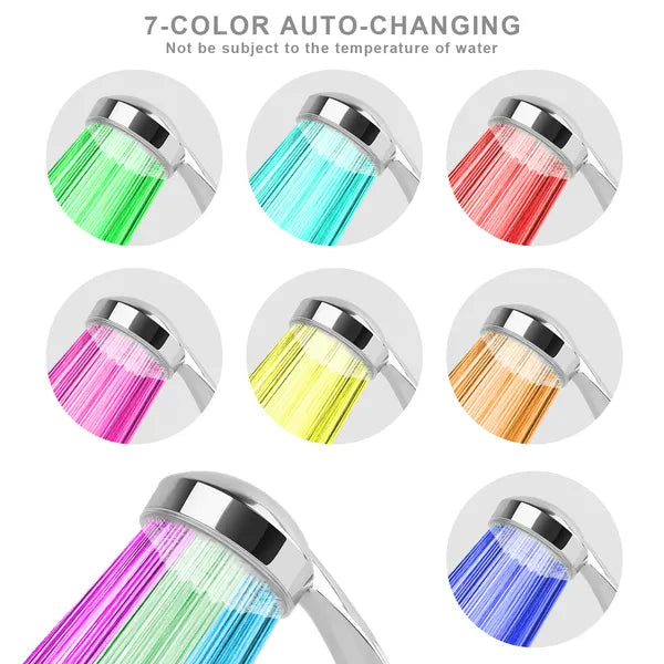 LED Shower Head Handheld Color Changing Water Powered