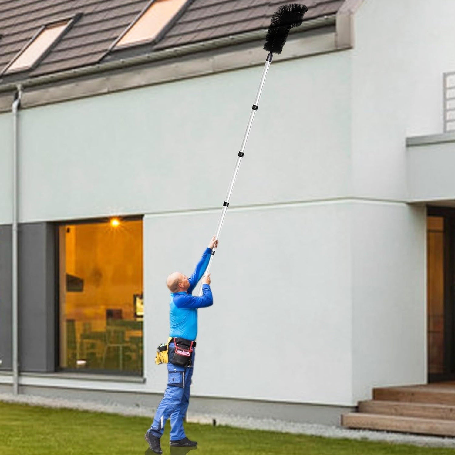 Powerful Gutter Cleaning Tool Extendable Brush Telescopic Pole