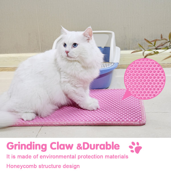 Premium Double Layer Rice Shape Cat Litter Mat Waterproof Pad