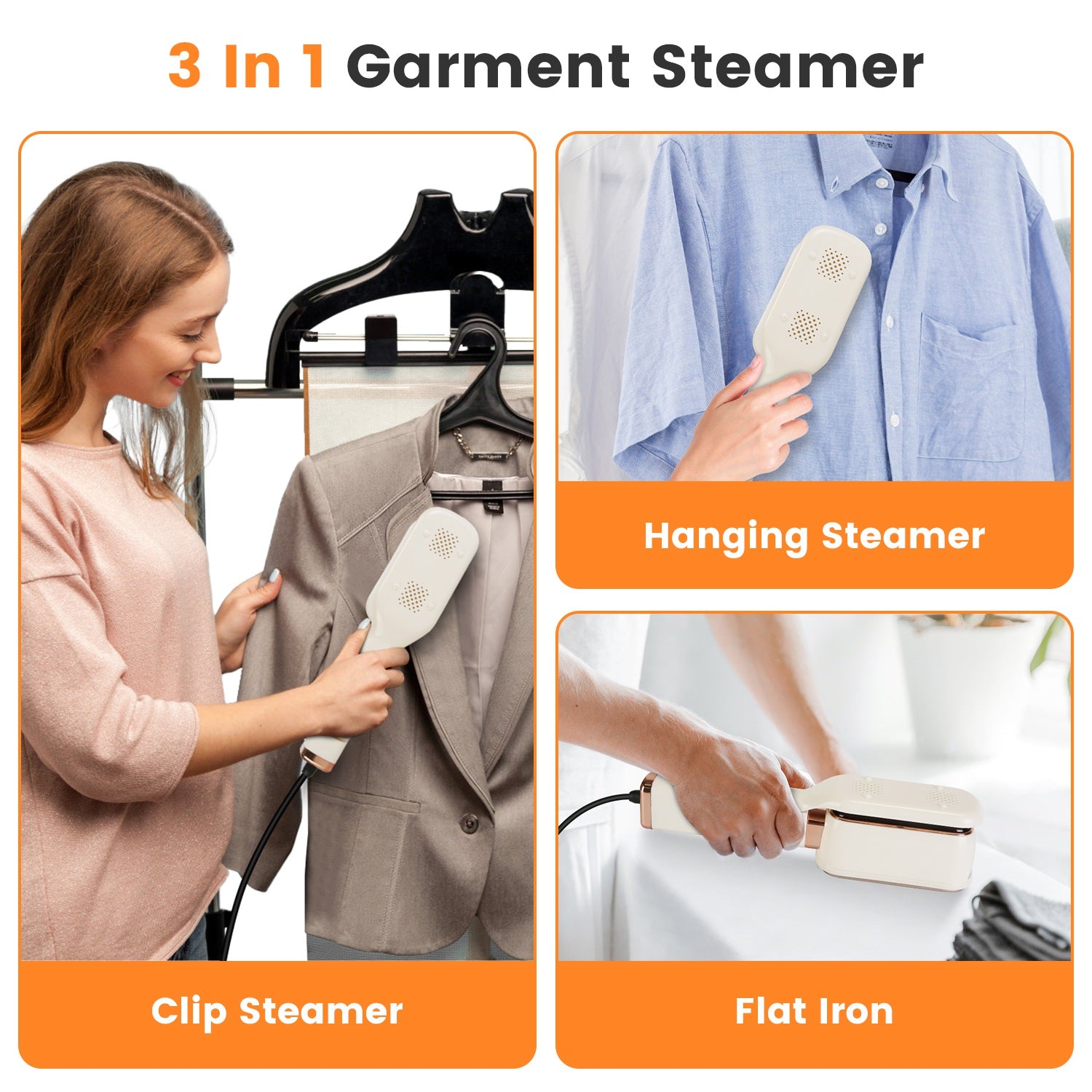 Powerful 3 in 1 Steam Iron Portable Travel Garment Steamer
